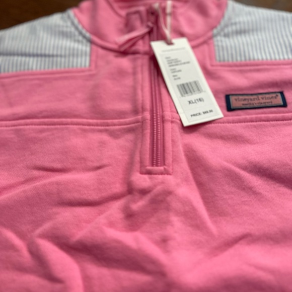 Vineyard Vines Pink and White Quarter-Zip Hoodie - Picture 2 of 6